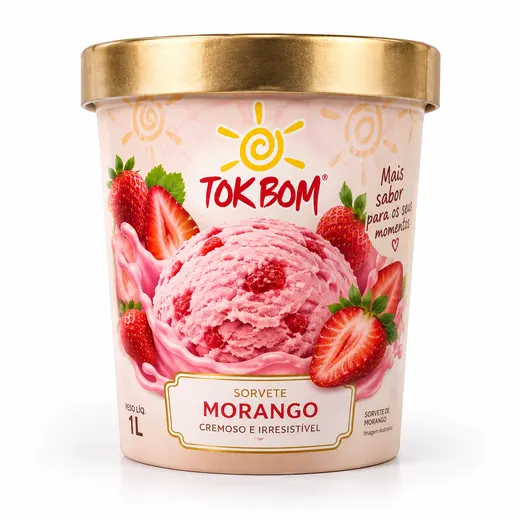 Sorvete de Morango 1L TokBom